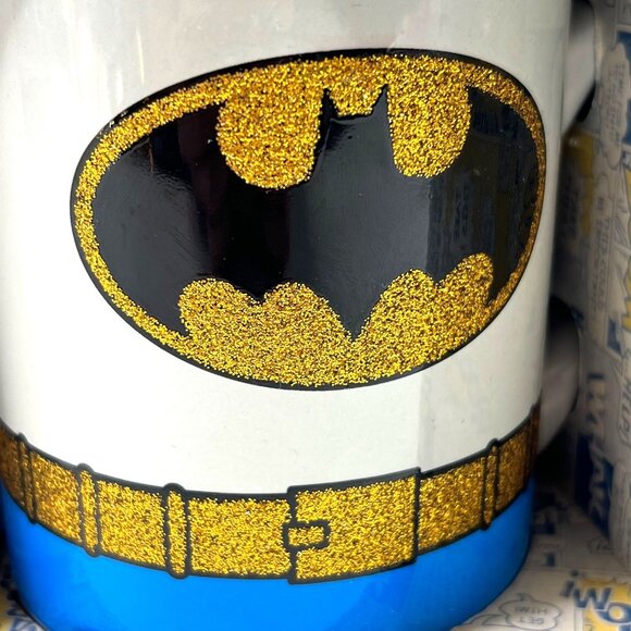DC Comics Superman & Batman Glitter 14oz Ceramic Mug Set By Silver Buffalo - Picture 7 of 8